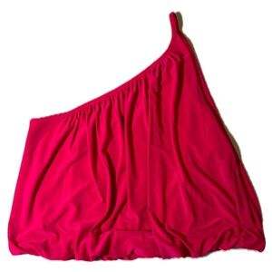 Express one shoulder cropped flowy‎ pink cinched waist size large blouson NWOT